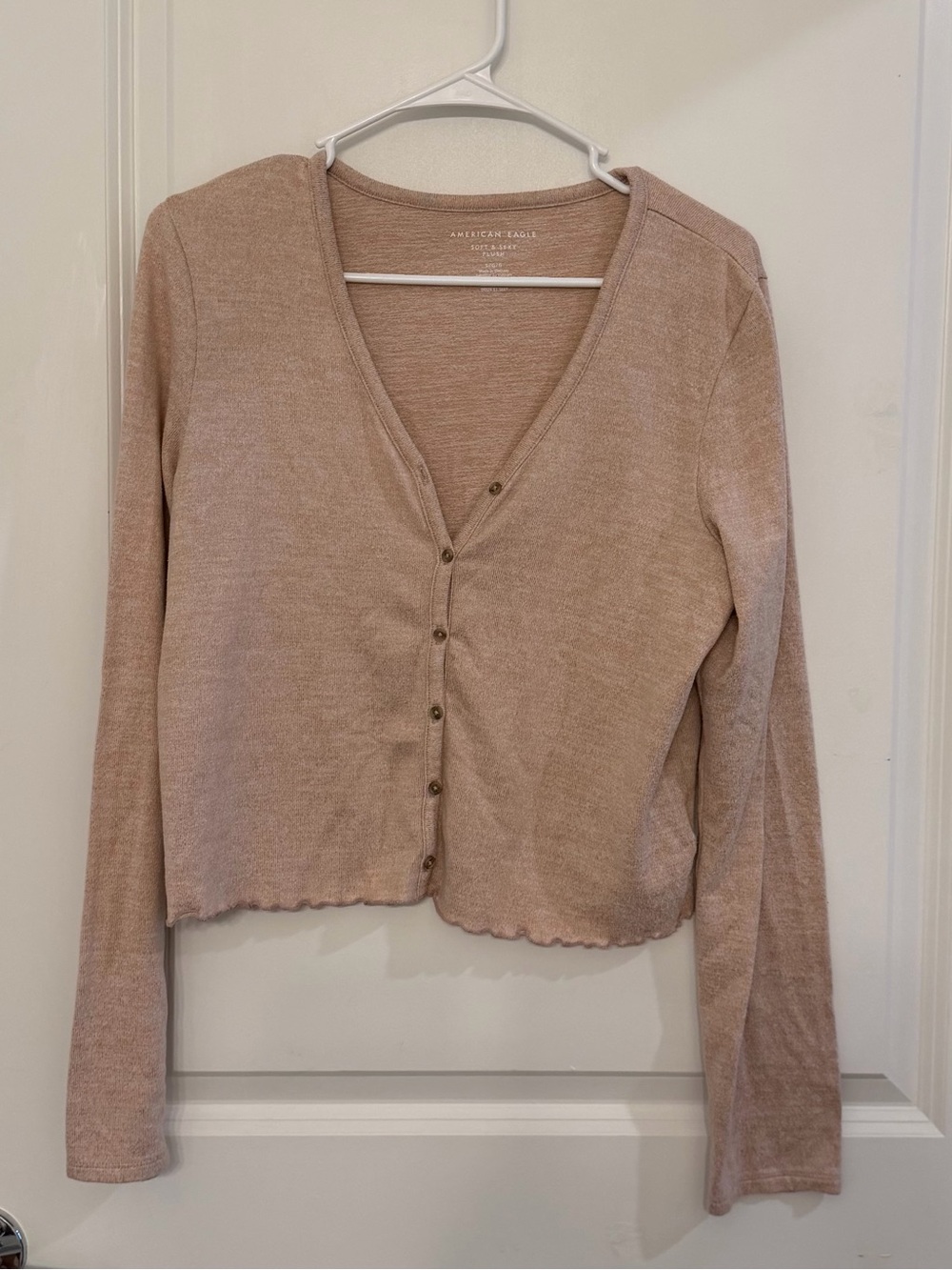 American Eagle Outfitters Dusty Blush Button-Front Vneck Cardigan